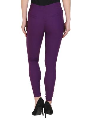 purple cotton lycra jeggings - 15027553 - Standard Image - 3