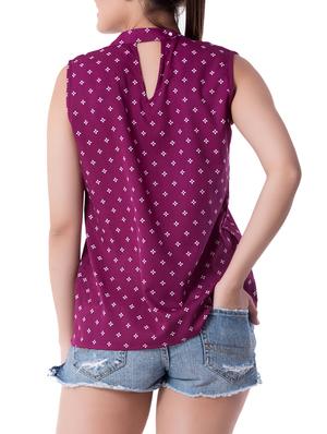 purple crepe printed top - 15028184 - Standard Image - 3