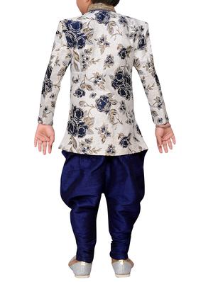 blue silk blend sherwani set - 15028271 - Standard Image - 3