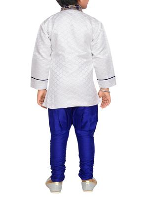blue silk blend kurta set - 15028277 - Standard Image - 3