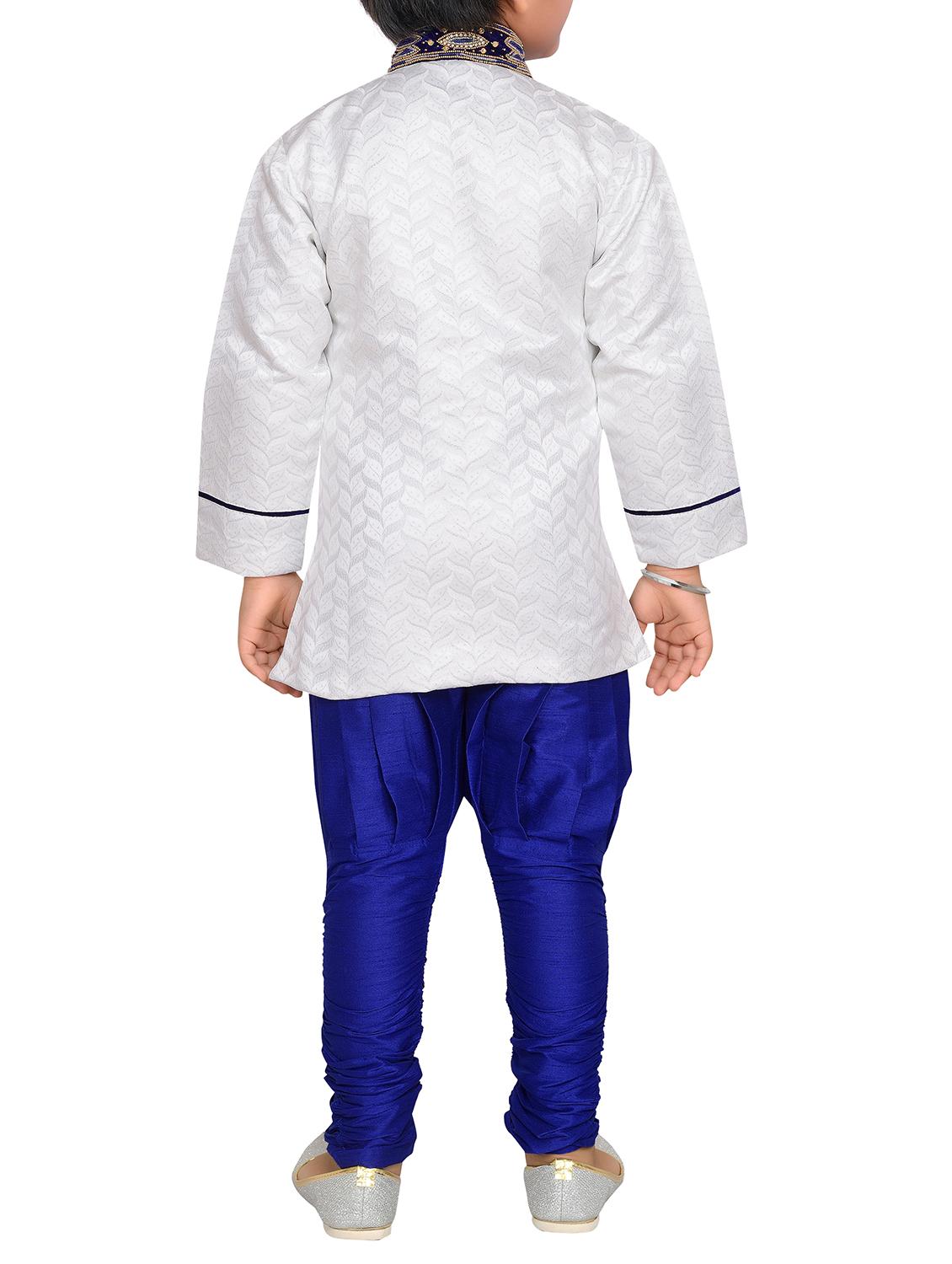 blue silk blend kurta set - 15028277 - Zoom Image - 3