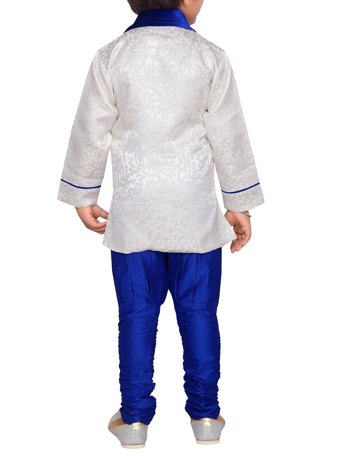 blue silk blend kurta set - 15028279 - Zoom Image - 3