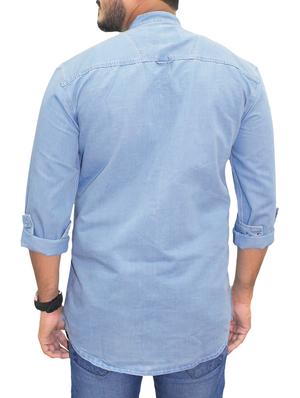 blue denim casual shirt - 15028611 - Standard Image - 3