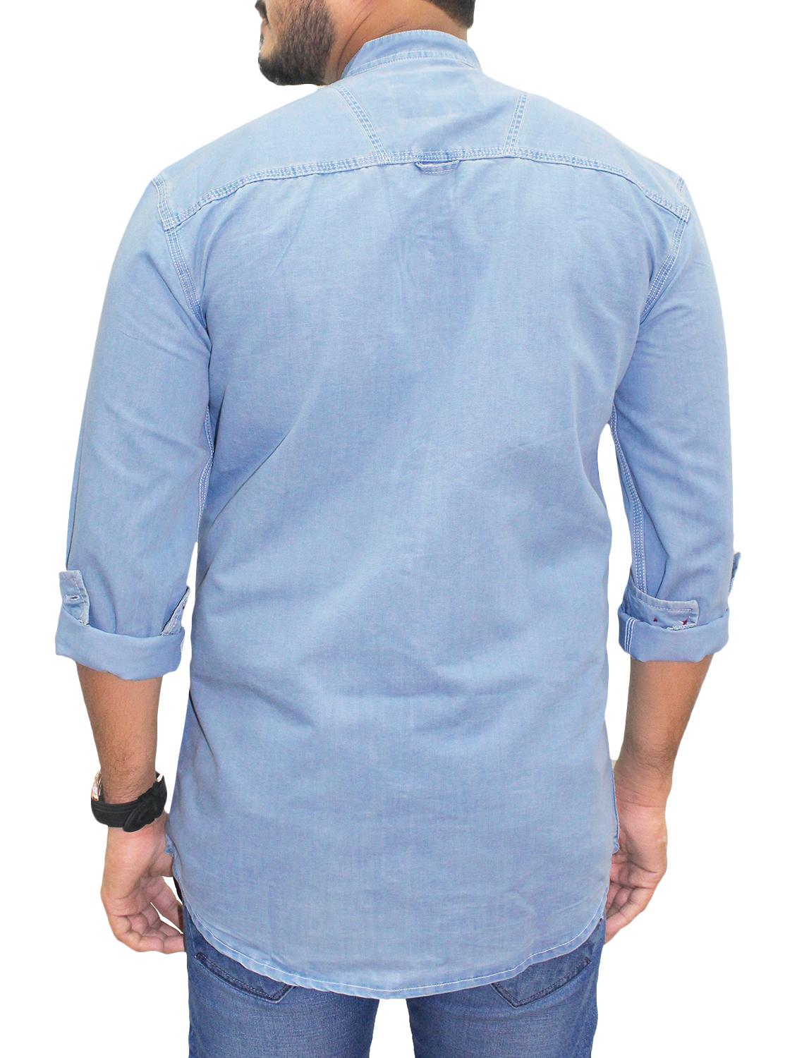 blue denim casual shirt - 15028611 - Zoom Image - 3