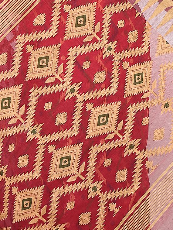 Zari hand woven jamdani saree - 15029209 - Zoom Image - 3