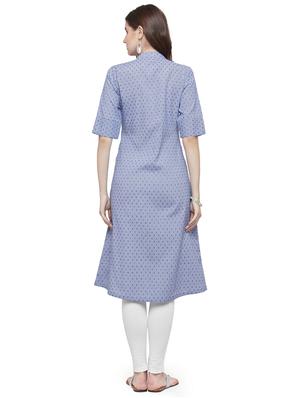 Dobby print a-line kurta - 15029890 - Standard Image - 3