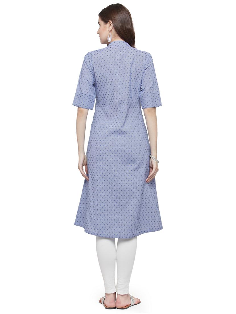 Dobby print a-line kurta - 15029890 - Zoom Image - 3