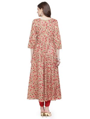 Printed flared kurta - 15029894 - Standard Image - 3