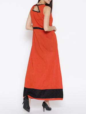 orange printed cotton maxi dress - 15030235 - Standard Image - 3
