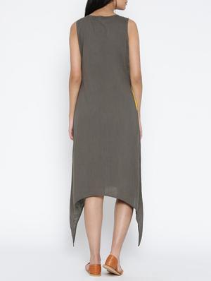 grey cotton asymmetric dress - 15030251 - Standard Image - 3