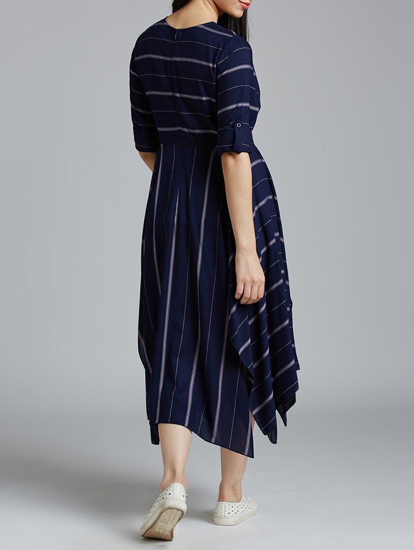 navy blue striped asymmetric dress - 15030265 - Zoom Image - 3