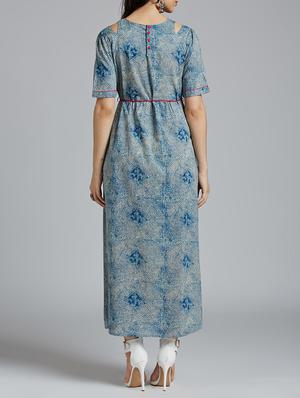 blue cotton a-line maxi dress - 15030267 - Standard Image - 3