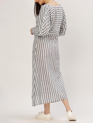 grey striped cotton maxi dress - 15030298 - Standard Image - 3
