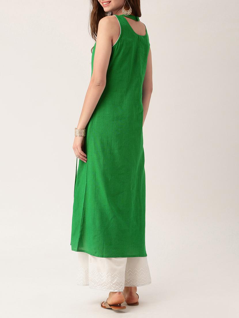 green cotton solid kurta - 15030364 - Zoom Image - 3