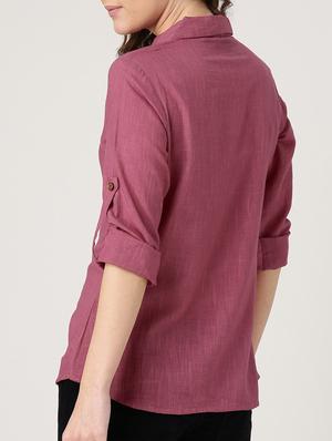 solid pink cotton shirt - 15030388 - Standard Image - 3