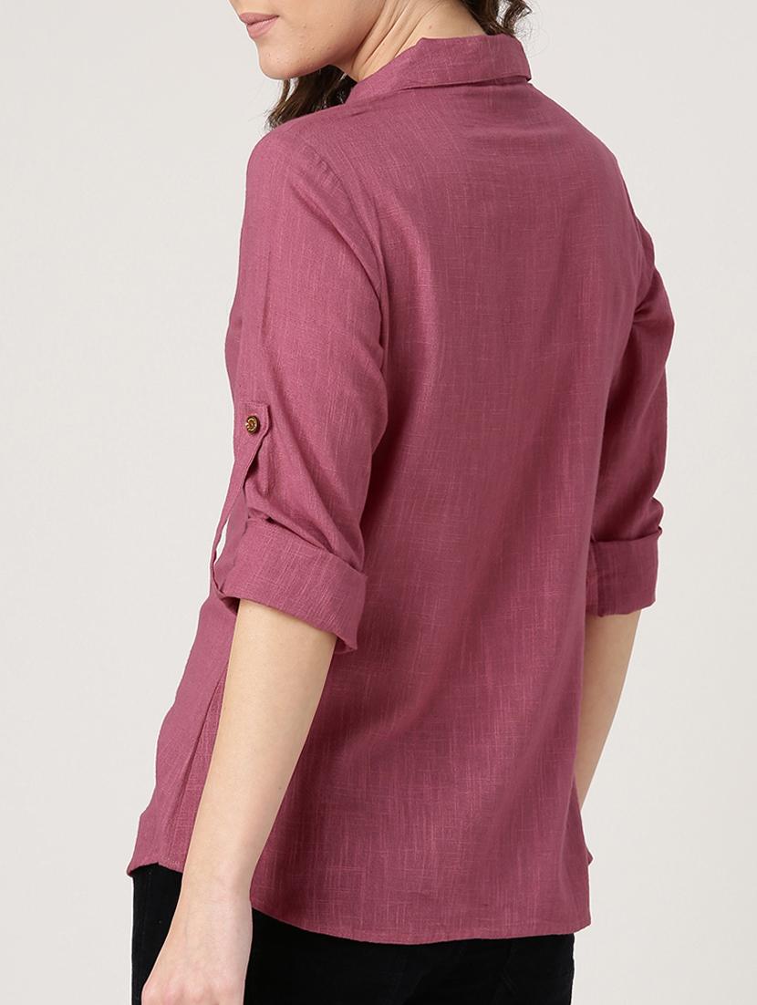 solid pink cotton shirt - 15030388 - Zoom Image - 3