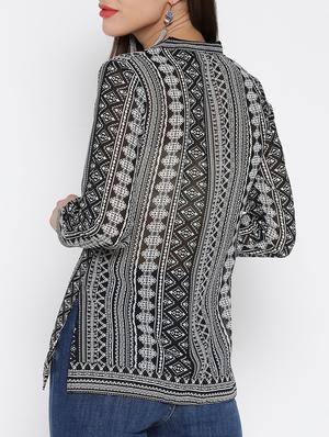 black printed georgette top - 15030419 - Standard Image - 3