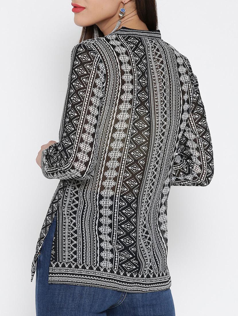 black printed georgette top - 15030419 - Zoom Image - 3