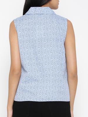 blue printed cotton top - 15030440 - Standard Image - 3