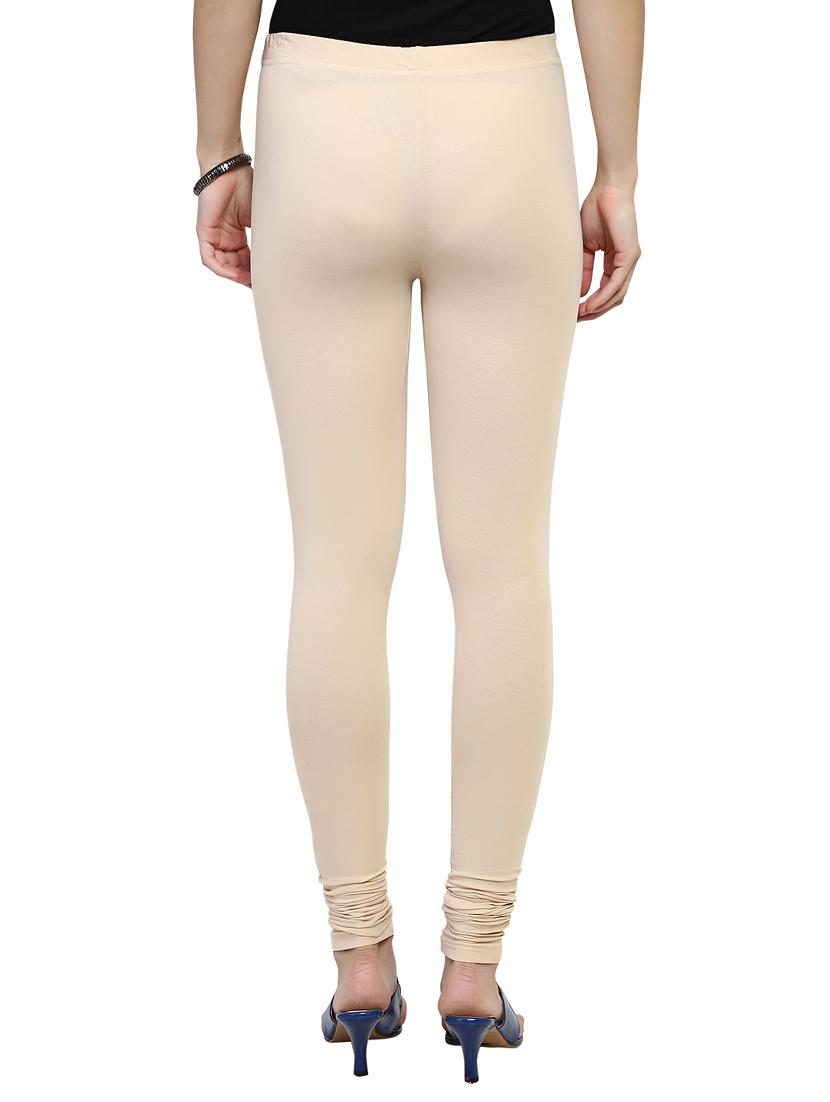 beige solid leggings - 15030596 - Zoom Image - 3