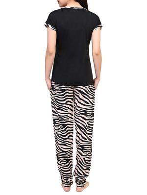 black animal printed nightwear pajama set - 15030643 - Standard Image - 3