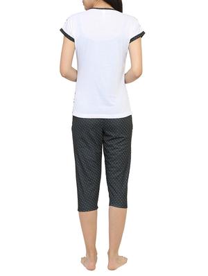 white printed capri nightwear set - 15030652 - Standard Image - 3
