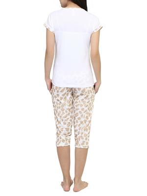 white printed capri nightwear set - 15030660 - Standard Image - 3