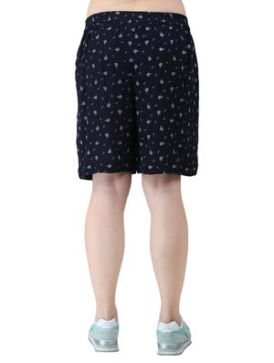 navy blue printed crepe shorts - 15030781 - Standard Image - 3