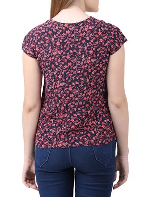 navy blue viscose printed top - 15030795 - Standard Image - 3