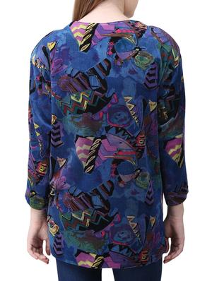 blue printed velvet tunic - 15030803 - Standard Image - 3