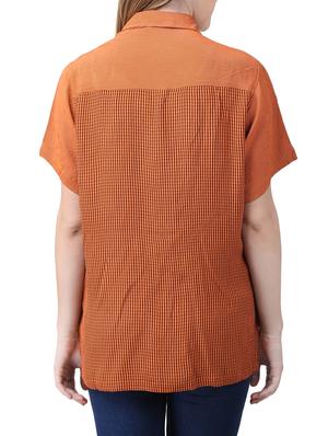 orange crepe checkered shirt - 15030808 - Standard Image - 3