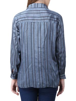 blue striped viscose shirt - 15030815 - Standard Image - 3