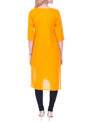 yellow cotton solid kurta - 15030860 - Standard Image - 3