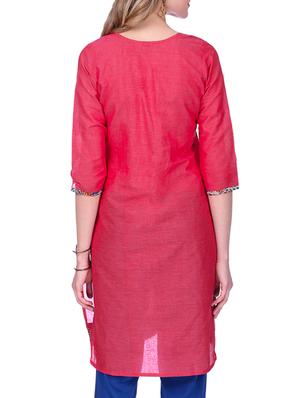 pink cotton straight kurta - 15030873 - Standard Image - 3