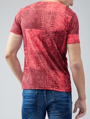red cotton all over print t-shirt - 15030936 - Standard Image - 3