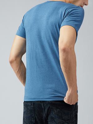 blue cotton chest print t-shirt - 15030948 - Standard Image - 3