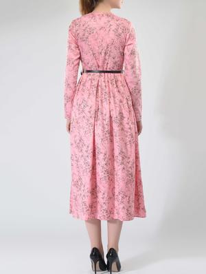 pink cotton printed a-line dress - 15030995 - Standard Image - 3