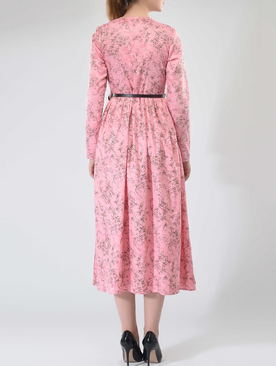 pink cotton printed a-line dress - 15030995 - Zoom Image - 3