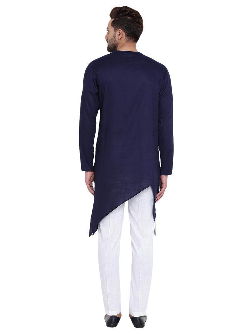 navy blue rayon ethnic wear set - 15031308 - Zoom Image - 3