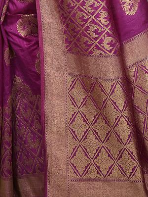purple art silk woven saree with blouse - 15032838 - Standard Image - 3