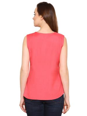 pink rayon wrap top - 15032881 - Standard Image - 3