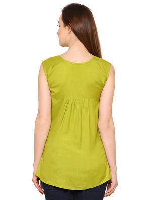 solid green rayon top - 15032883 - Standard Image - 3