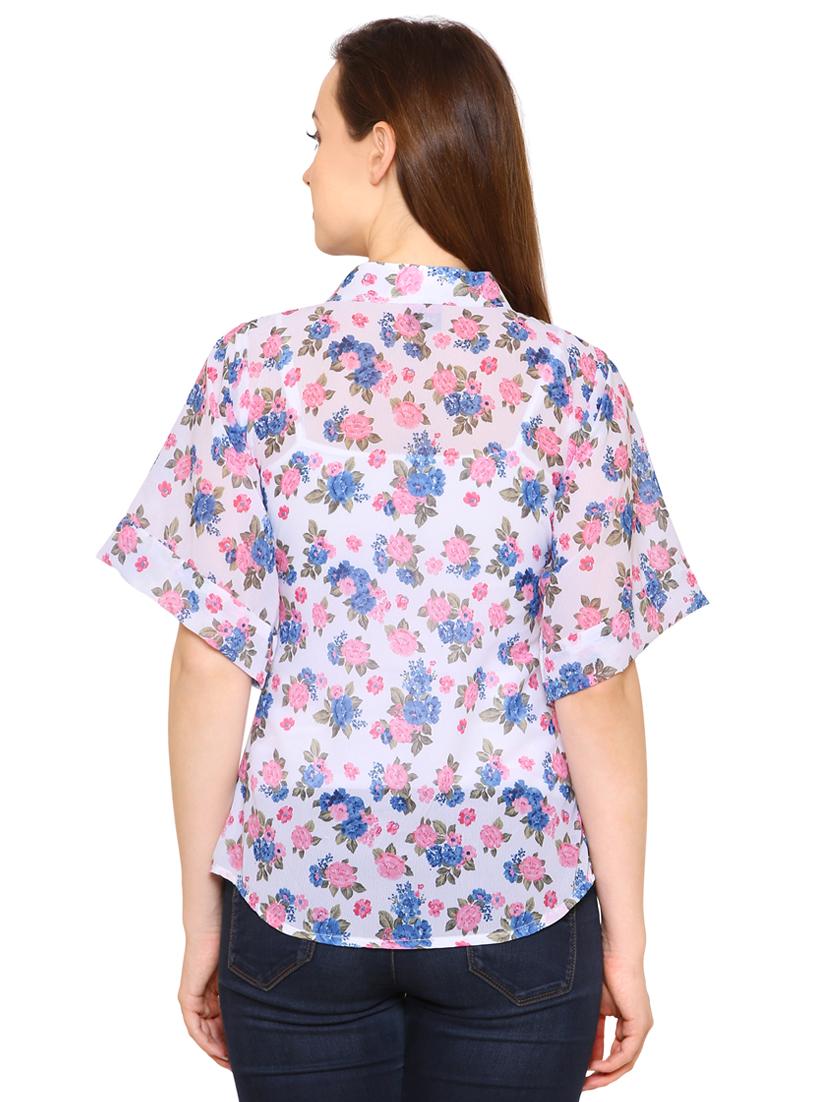 white floral printed georgette top - 15032896 - Zoom Image - 3