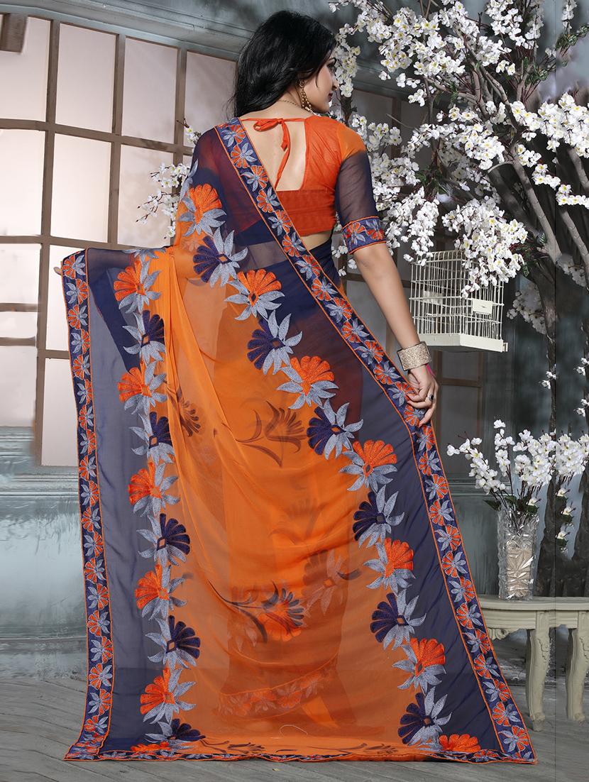 yellow embroidered saree with blouse - 15033023 - Zoom Image - 3