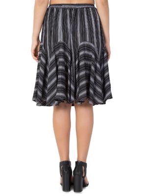 black printed rayon flared skirt - 15033457 - Standard Image - 3