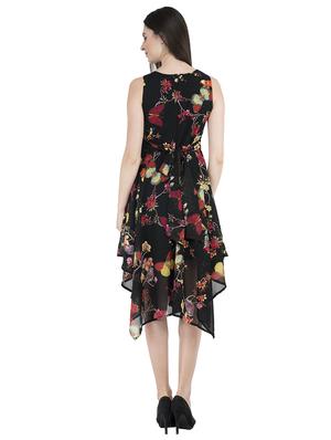 black floral asymmetric dress - 15033659 - Standard Image - 3