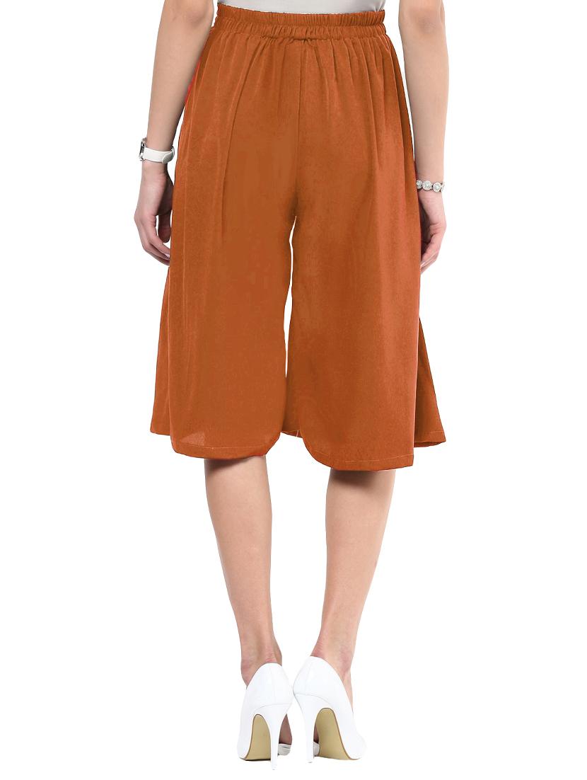 solid brown crepe culottes - 15033739 - Zoom Image - 3