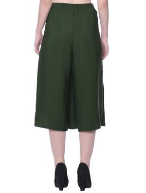 solid green crepe culottes - 15033740 - Standard Image - 3