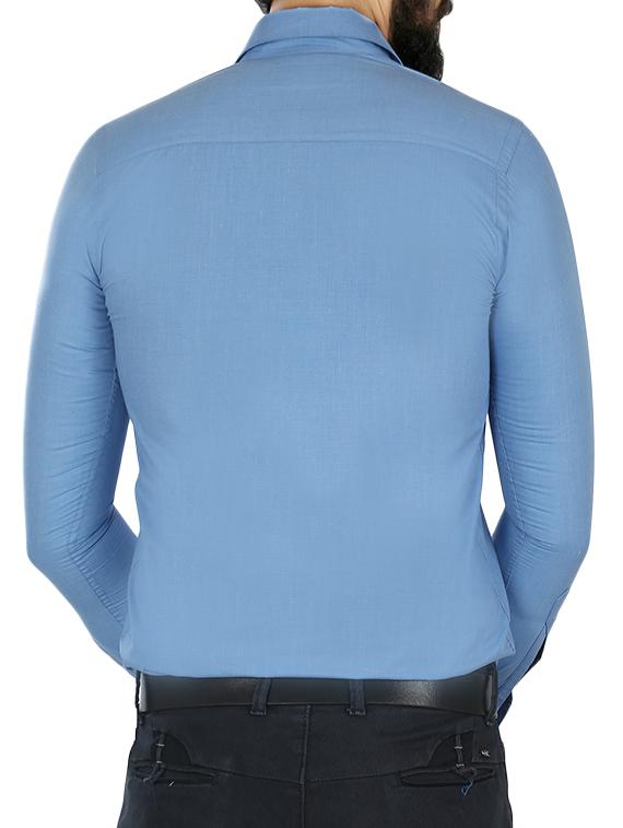 blue cotton blend formal shirt - 15033753 - Zoom Image - 3