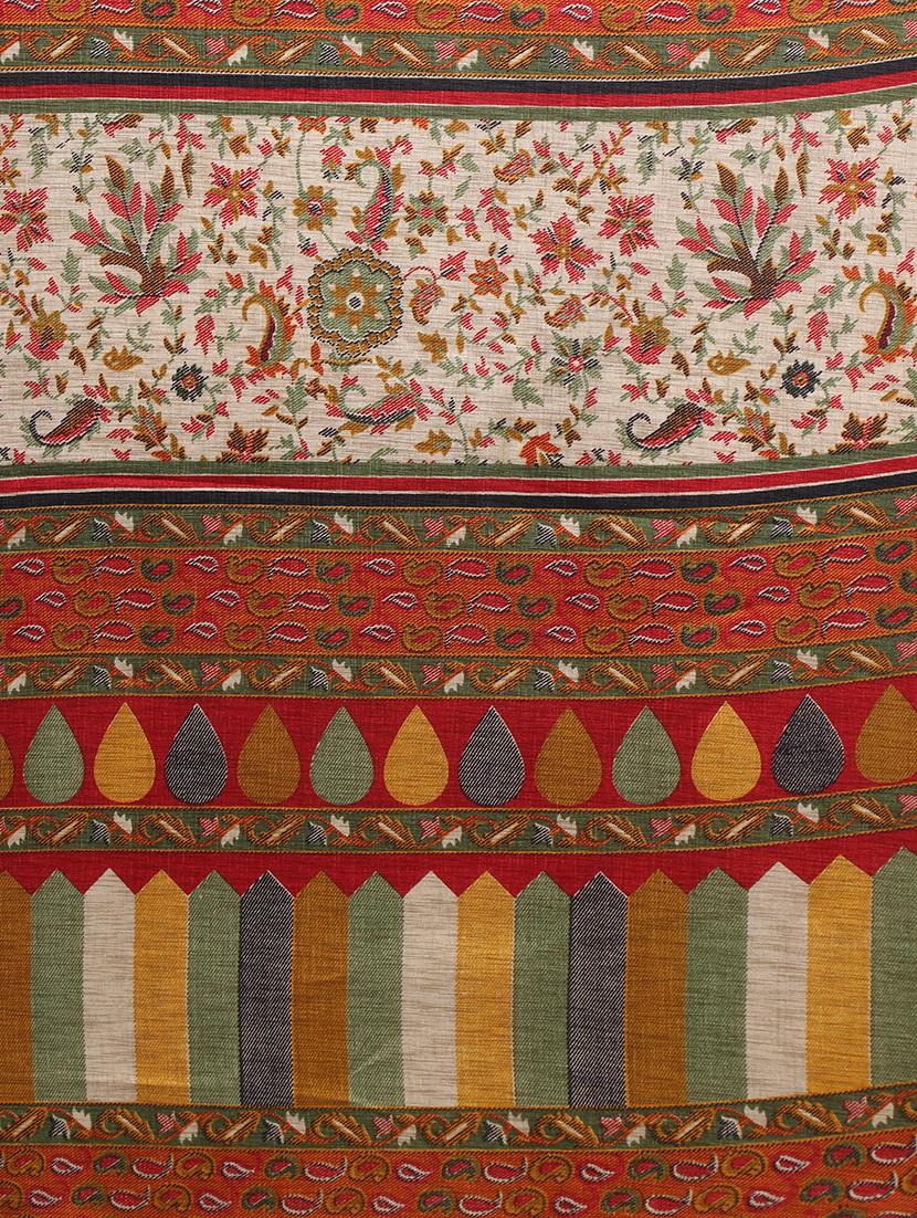 brown khadi printed saree with blouse - 15033763 - Zoom Image - 3